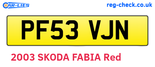 PF53VJN are the vehicle registration plates.