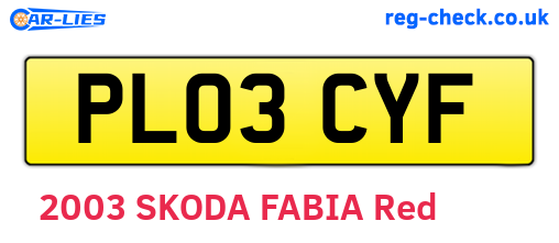 PL03CYF are the vehicle registration plates.