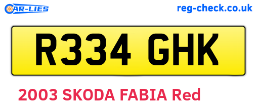 R334GHK are the vehicle registration plates.