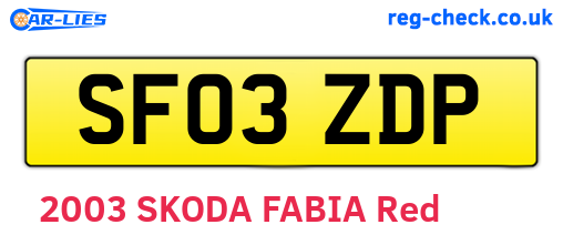 SF03ZDP are the vehicle registration plates.