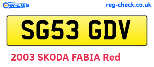 SG53GDV are the vehicle registration plates.