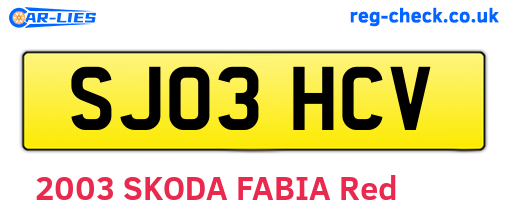 SJ03HCV are the vehicle registration plates.
