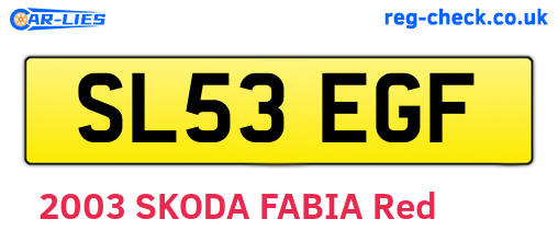 SL53EGF are the vehicle registration plates.