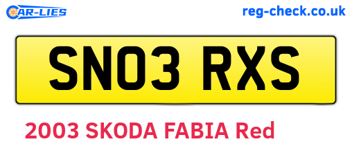 SN03RXS are the vehicle registration plates.