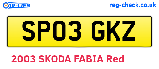 SP03GKZ are the vehicle registration plates.