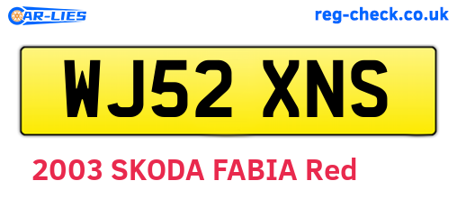 WJ52XNS are the vehicle registration plates.