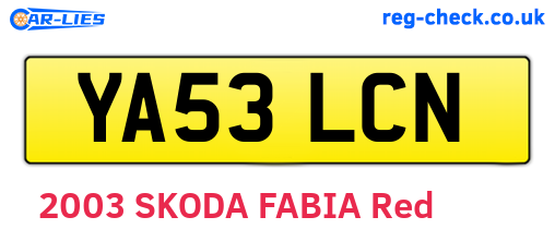 YA53LCN are the vehicle registration plates.