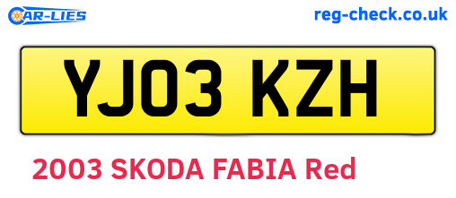 YJ03KZH are the vehicle registration plates.