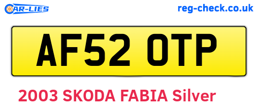 AF52OTP are the vehicle registration plates.
