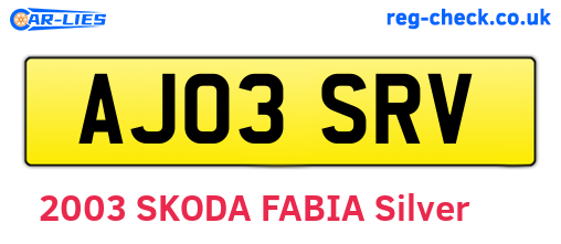 AJ03SRV are the vehicle registration plates.