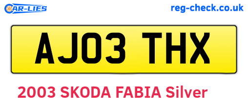AJ03THX are the vehicle registration plates.
