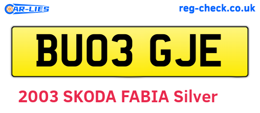 BU03GJE are the vehicle registration plates.