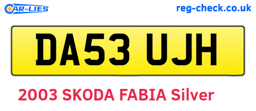 DA53UJH are the vehicle registration plates.