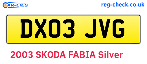 DX03JVG are the vehicle registration plates.