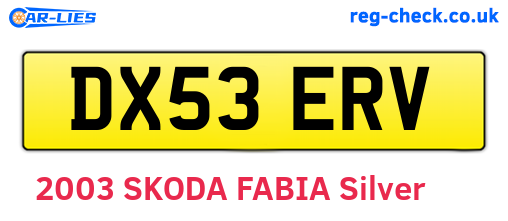 DX53ERV are the vehicle registration plates.