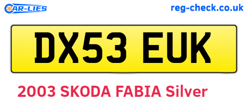 DX53EUK are the vehicle registration plates.