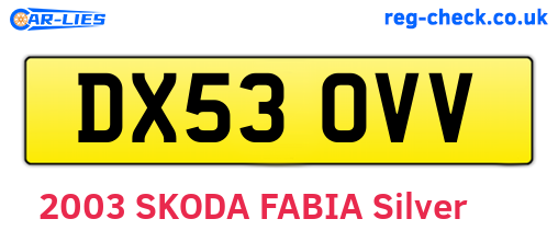 DX53OVV are the vehicle registration plates.