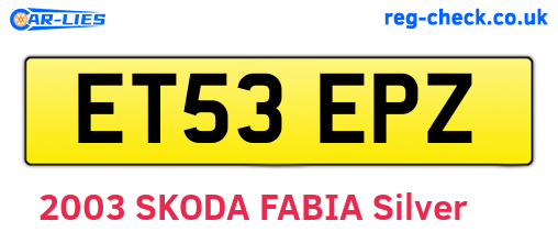 ET53EPZ are the vehicle registration plates.