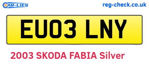 EU03LNY are the vehicle registration plates.