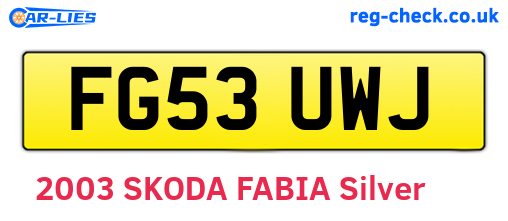 FG53UWJ are the vehicle registration plates.