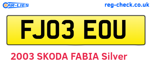 FJ03EOU are the vehicle registration plates.