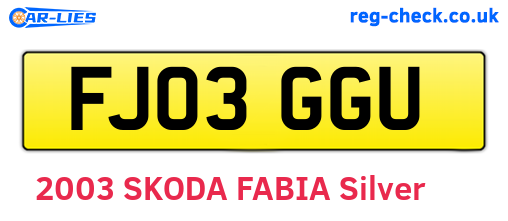 FJ03GGU are the vehicle registration plates.