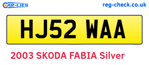 HJ52WAA are the vehicle registration plates.