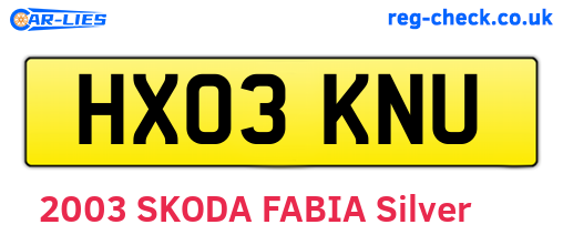 HX03KNU are the vehicle registration plates.