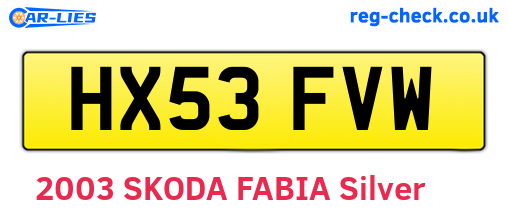 HX53FVW are the vehicle registration plates.