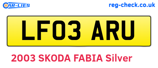 LF03ARU are the vehicle registration plates.