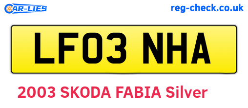 LF03NHA are the vehicle registration plates.