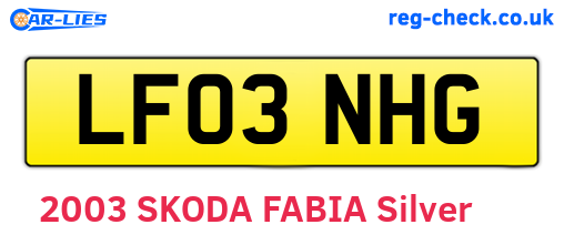 LF03NHG are the vehicle registration plates.