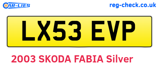 LX53EVP are the vehicle registration plates.