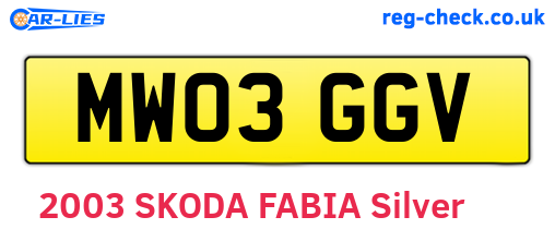 MW03GGV are the vehicle registration plates.