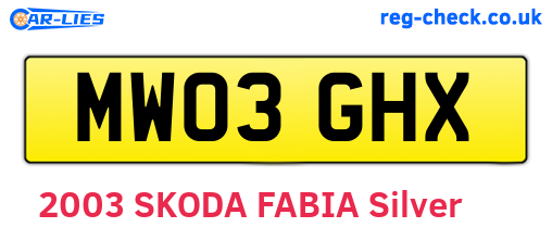 MW03GHX are the vehicle registration plates.