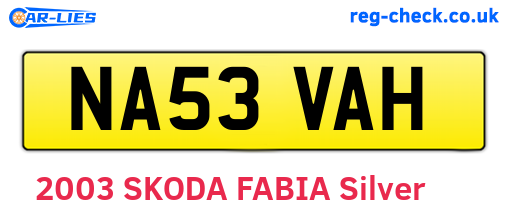 NA53VAH are the vehicle registration plates.