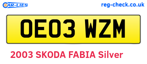OE03WZM are the vehicle registration plates.