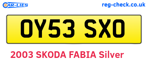 OY53SXO are the vehicle registration plates.