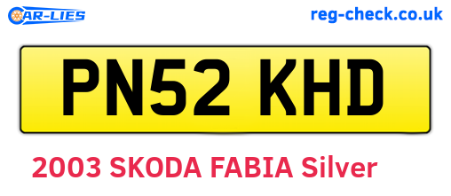 PN52KHD are the vehicle registration plates.