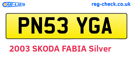 PN53YGA are the vehicle registration plates.