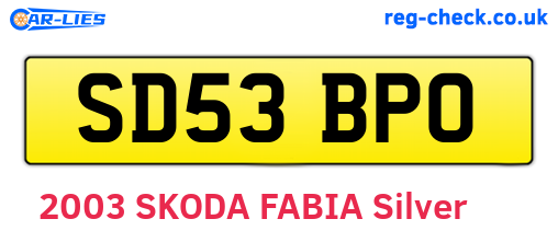 SD53BPO are the vehicle registration plates.
