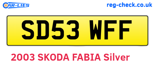 SD53WFF are the vehicle registration plates.