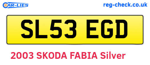 SL53EGD are the vehicle registration plates.