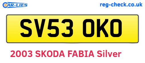 SV53OKO are the vehicle registration plates.