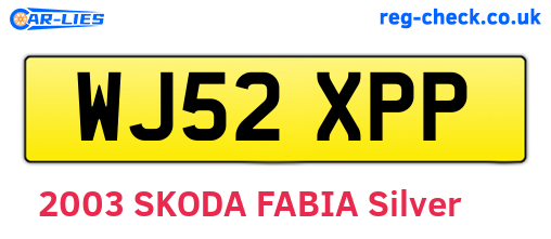 WJ52XPP are the vehicle registration plates.