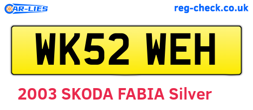 WK52WEH are the vehicle registration plates.