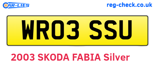 WR03SSU are the vehicle registration plates.