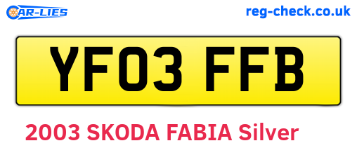 YF03FFB are the vehicle registration plates.