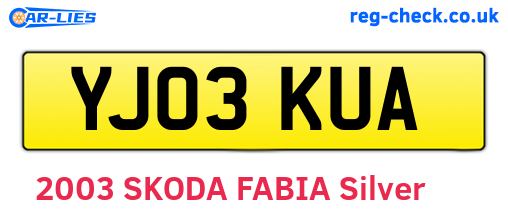 YJ03KUA are the vehicle registration plates.