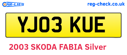 YJ03KUE are the vehicle registration plates.